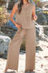 Tailored Buttoned Vest Drawstring Wide Leg Pant Sets