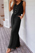 Tailored Buttoned Vest Drawstring Wide Leg Pant Sets
