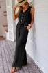 Tailored Buttoned Vest Drawstring Wide Leg Pant Sets