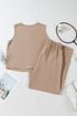 Tailored Buttoned Vest Drawstring Wide Leg Pant Sets