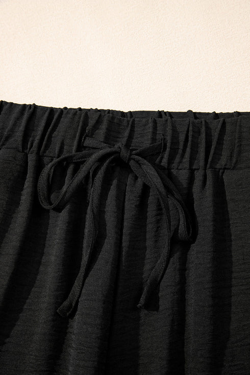 Tailored Buttoned Vest Drawstring Wide Leg Pant Sets