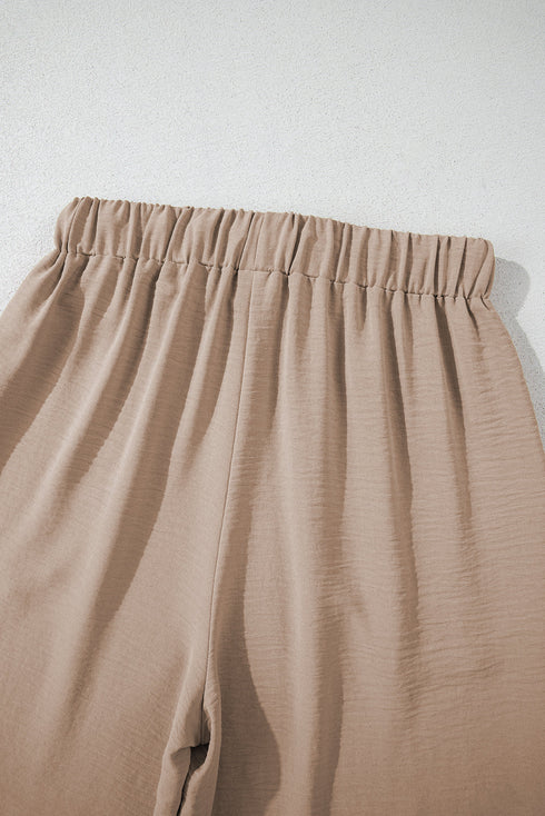 Tailored Buttoned Vest Drawstring Wide Leg Pant Sets