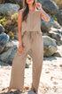 Tailored Buttoned Vest Drawstring Wide Leg Pant Sets