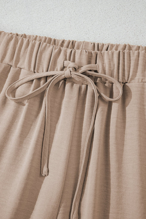 Tailored Buttoned Vest Drawstring Wide Leg Pant Sets
