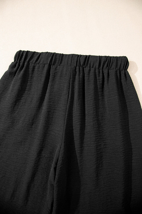 Tailored Buttoned Vest Drawstring Wide Leg Pant Sets