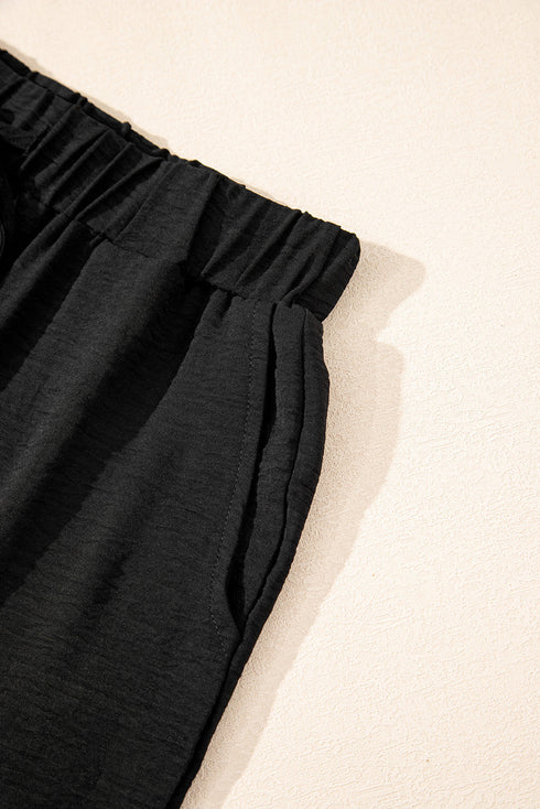 Tailored Buttoned Vest Drawstring Wide Leg Pant Sets