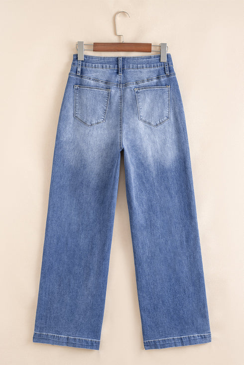 Tailored Center Seam High Rise Wide Leg Jeans