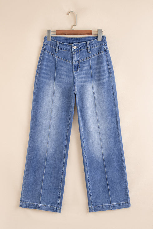 Tailored Center Seam High Rise Wide Leg Jeans
