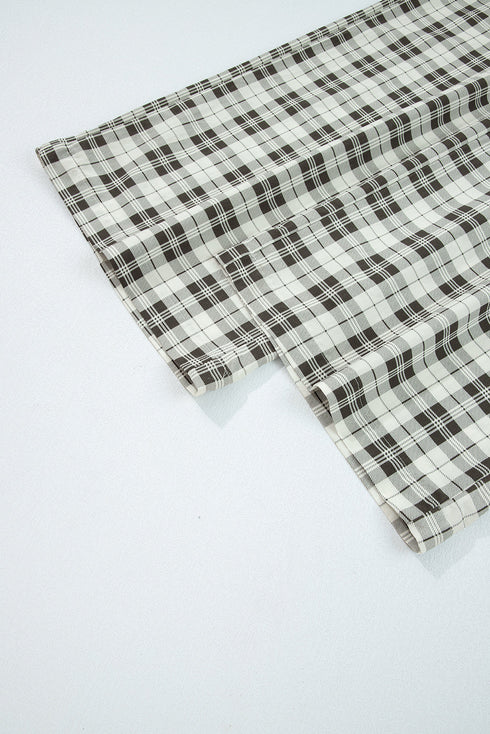 Tailored Patchwork Plaid Wide Leg Pants