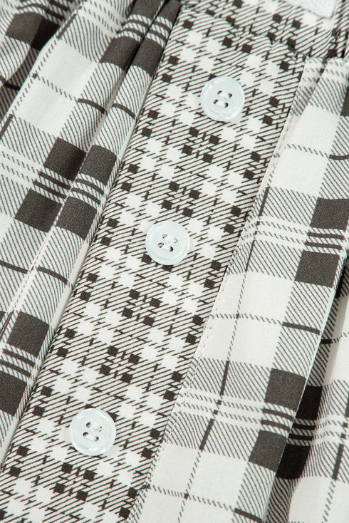 Tailored Patchwork Plaid Wide Leg Pants