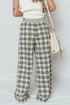 Tailored Patchwork Plaid Wide Leg Pants
