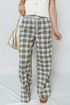 Tailored Patchwork Plaid Wide Leg Pants
