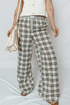 Tailored Patchwork Plaid Wide Leg Pants