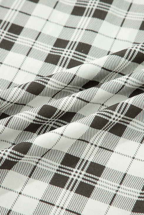 Tailored Patchwork Plaid Wide Leg Pants