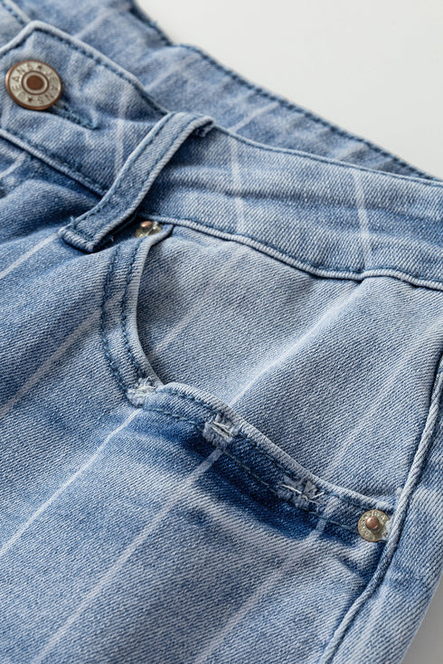 Tailored Pinstripe Multi Button Wide Leg Jeans