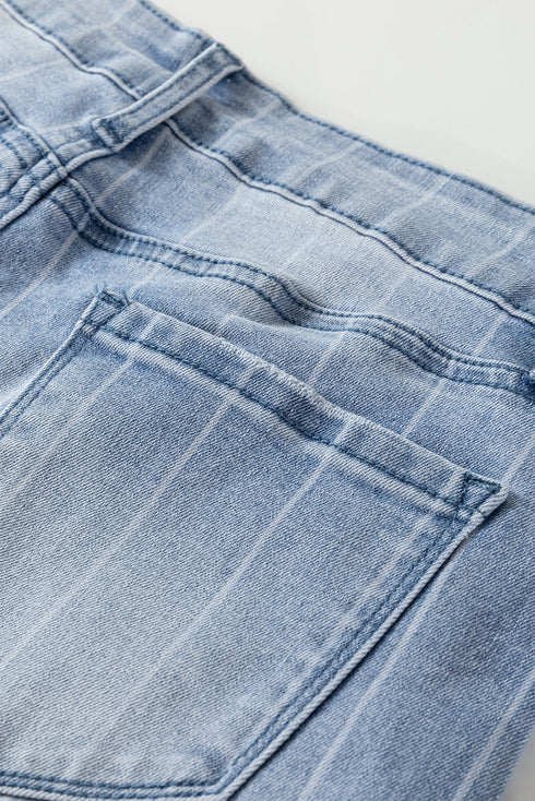 Tailored Pinstripe Multi Button Wide Leg Jeans