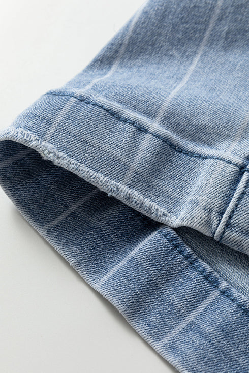 Tailored Pinstripe Multi Button Wide Leg Jeans