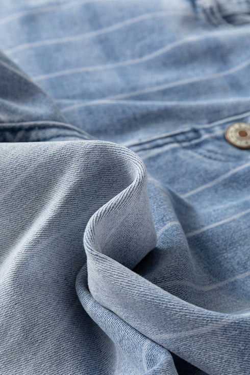 Tailored Pinstripe Multi Button Wide Leg Jeans