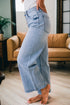 Tailored Pinstripe Multi Button Wide Leg Jeans