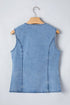 Tailored Western Buttoned Front Slit Denim Vest