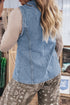 Tailored Western Buttoned Front Slit Denim Vest