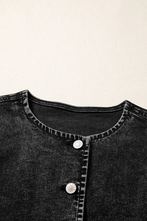 Tailored Western Buttoned Front Slit Denim Vest