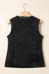 Tailored Western Buttoned Front Slit Denim Vest