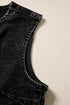 Tailored Western Buttoned Front Slit Denim Vest