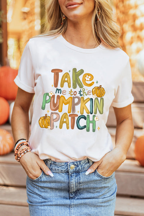 Take Me To The Pumpkin Patch Playful Autumn Graphic Tee Shirt