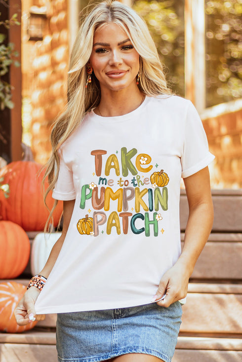 Take Me To The Pumpkin Patch Playful Autumn Graphic Tee Shirt