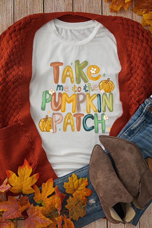 Take Me To The Pumpkin Patch Playful Autumn Graphic Tee Shirt