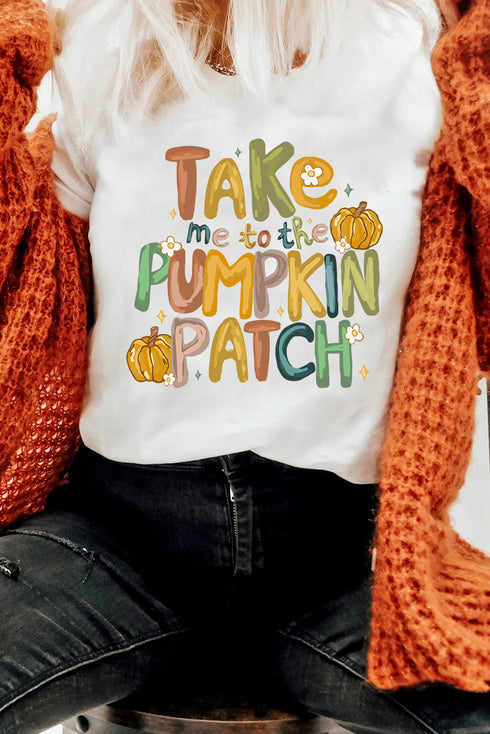 Take Me To The Pumpkin Patch Playful Autumn Graphic Tee Shirt