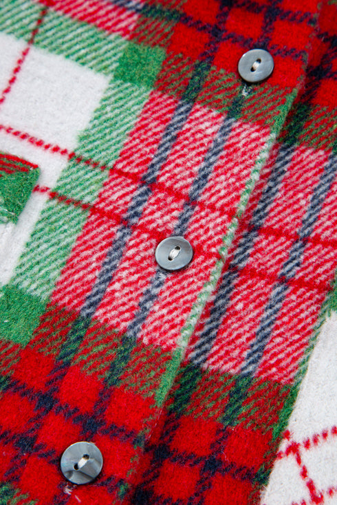 Tartan Plaid Flannel Button Front Patch Pocket Drop Shoulder Shacket