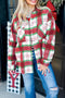Tartan Plaid Flannel Button Front Patch Pocket Drop Shoulder Shacket