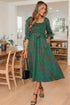 Tartan Plaid Square Neck Puff Sleeve Knot Waist Maxi Dress