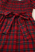 Tartan Plaid Square Neck Puff Sleeve Knot Waist Maxi Dress