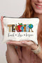 Teacher Graphic Print Faux Leather Zipper Cosmetic Bag