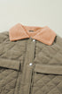 Teddy Collar Flap Pocket Quilted Puffer Jacket