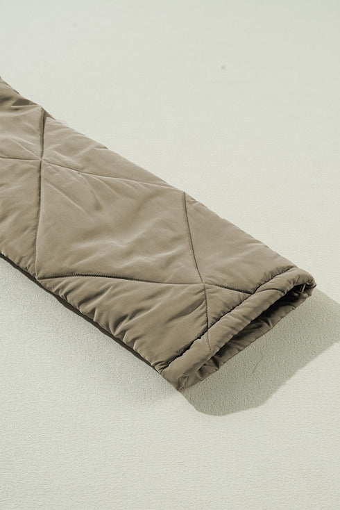 Teddy Collar Flap Pocket Quilted Puffer Jacket