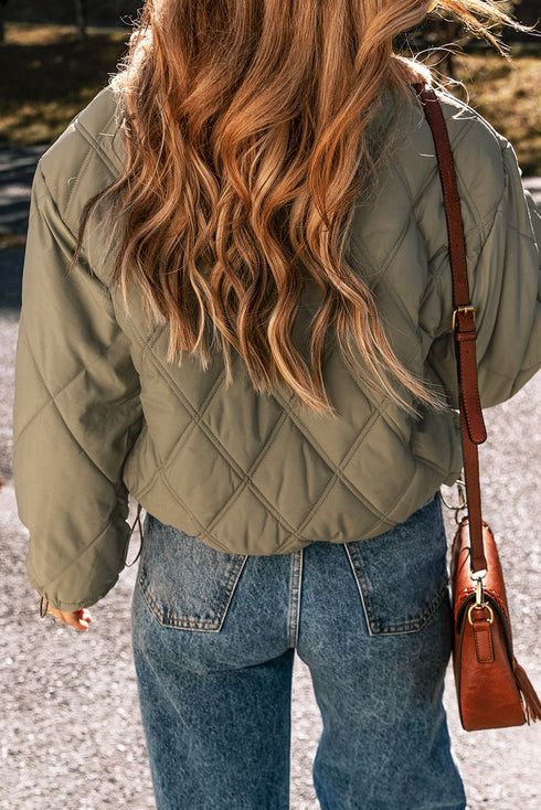 Teddy Collar Flap Pocket Quilted Puffer Jacket