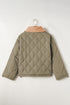 Teddy Collar Flap Pocket Quilted Puffer Jacket