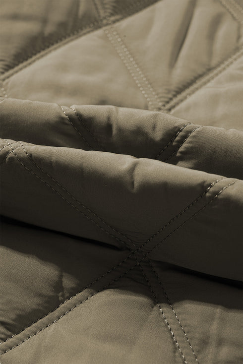 Teddy Collar Flap Pocket Quilted Puffer Jacket