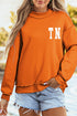 Tennessee Letter Print Exposed Seam High Neck Sweatshirt