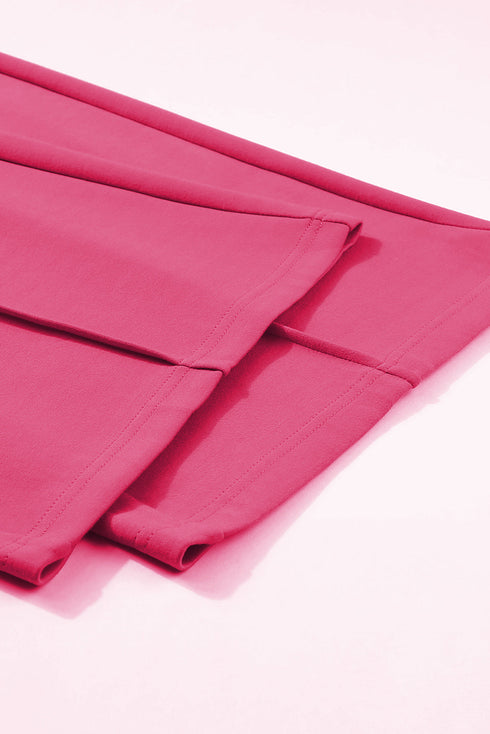 Terry Knit Drawstring Smocked Waist Wide Leg Sweatpants