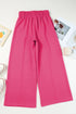 Terry Knit Drawstring Smocked Waist Wide Leg Sweatpants