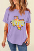 Texas Floral Graphic Print Short Sleeve Crew Neck Tee