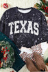 Texas Graphic Distressed Leopard Print Trim Sweatshirt
