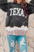 Texas Graphic Distressed Leopard Print Trim Sweatshirt