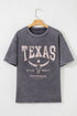 Texas Steer Graphic Mineral Wash Oversized Cotton Tee