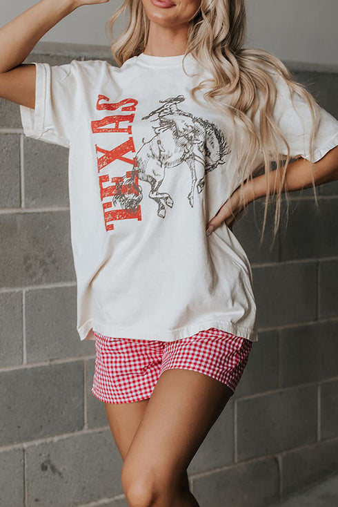 Texas Western Boot Graphic Print Crew Neck T Shirt